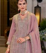 Adults-Women Woven Design Embroidered Kurta with Sharara & Dupatta