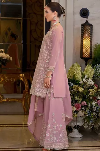Adults-Women Woven Design Embroidered Kurta with Sharara & Dupatta
