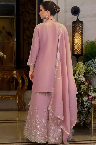 Adults-Women Woven Design Embroidered Kurta with Sharara & Dupatta