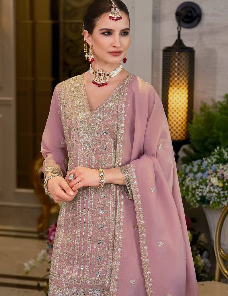 Adults-Women Woven Design Embroidered Kurta with Sharara & Dupatta