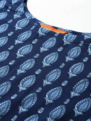 Ethnic Motifs Printed Pure Cotton Kurta with Trousers 2