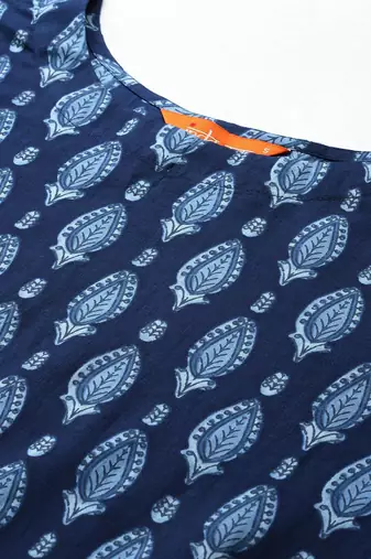 Ethnic Motifs Printed Pure Cotton Kurta with Trousers