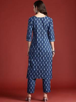Ethnic Motifs Printed Pure Cotton Kurta with Trousers 5