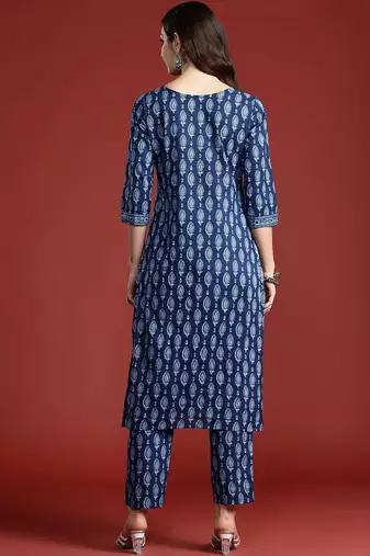 Ethnic Motifs Printed Pure Cotton Kurta with Trousers