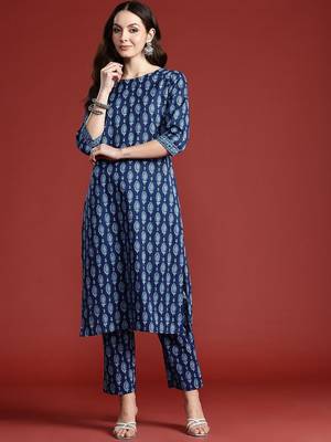 Ethnic Motifs Printed Pure Cotton Kurta with Trousers 6
