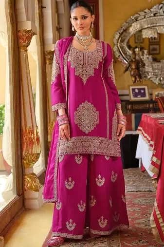 Women Ethnic Motifs Embroidered Kurta with Palazzo & Dupatta