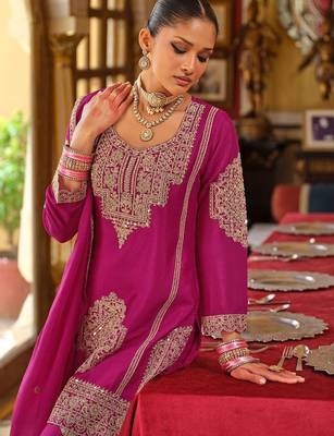 Women Ethnic Motifs Embroidered Kurta with Palazzo & Dupatta 2