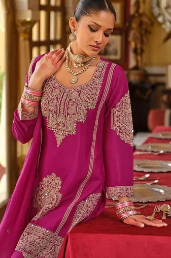 Women Ethnic Motifs Embroidered Kurta with Palazzo & Dupatta