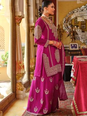 Women Ethnic Motifs Embroidered Kurta with Palazzo & Dupatta 3