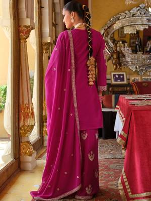 Women Ethnic Motifs Embroidered Kurta with Palazzo & Dupatta 4