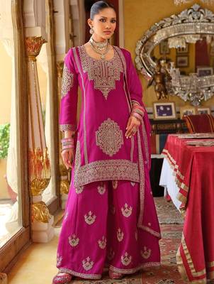 Women Ethnic Motifs Embroidered Kurta with Palazzo & Dupatta 5