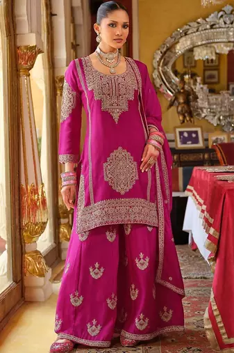 Women Ethnic Motifs Embroidered Kurta with Palazzo & Dupatta