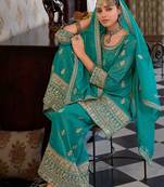 Women Ethnic Motifs Embroidered Mirror Work Kurta with Palazzos & With Dupatta