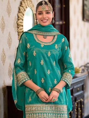 Women Ethnic Motifs Embroidered Mirror Work Kurta with Palazzos & With Dupatta 6
