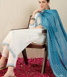 Women Ethnic Motifs Embroidered Regular Thread Work Pure Cotton Kurta with Trousers & With Dupatta