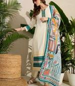 Ethnic Motifs Printed Regular Thread Work Kurta with Trousers & With Dupatta