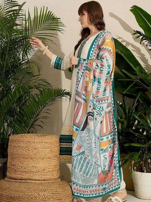Ethnic Motifs Printed Regular Thread Work Kurta with Trousers & With Dupatta 3
