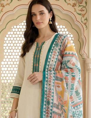Women Ethnic Motifs Embroidered Regular Thread Work Kurta with Trousers & With Dupatta 2