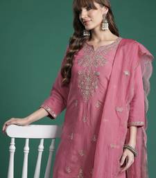 Ethnic Motifs Embroidered Gotta Patti Kurta with Trousers & Dupatta