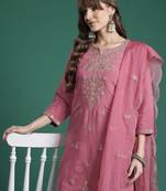 Ethnic Motifs Embroidered Gotta Patti Kurta with Trousers & Dupatta