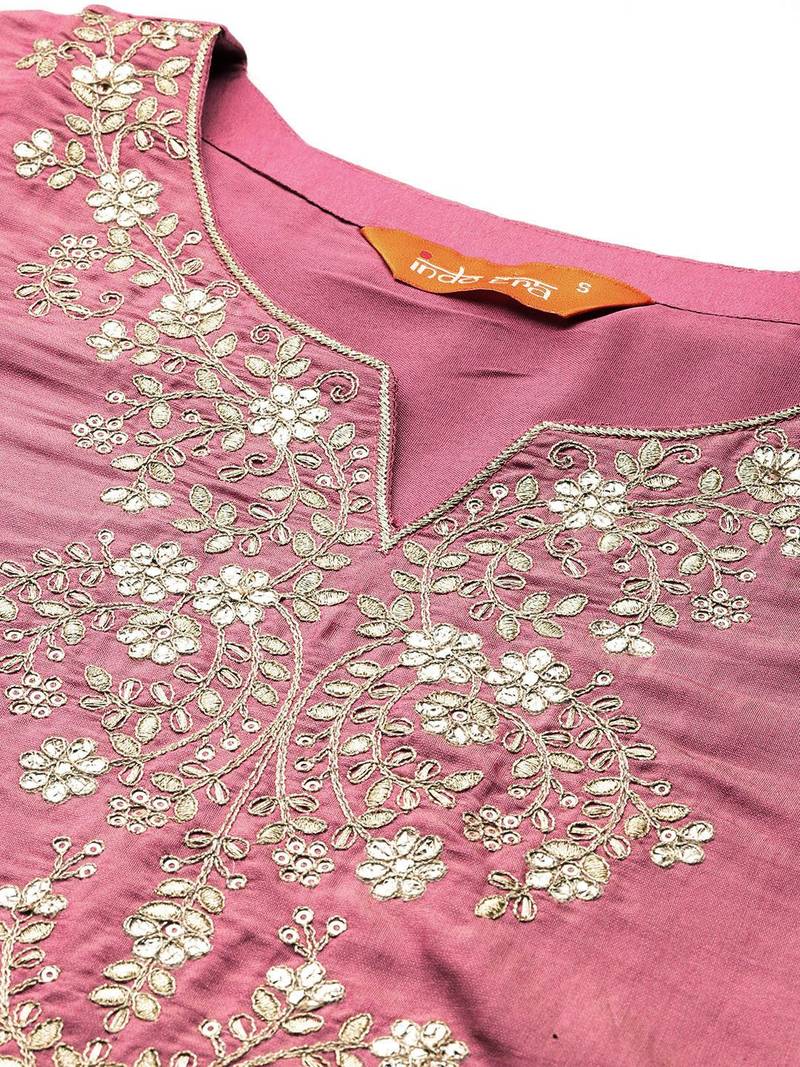 Ethnic Motifs Embroidered Gotta Patti Kurta with Trousers & Dupatta