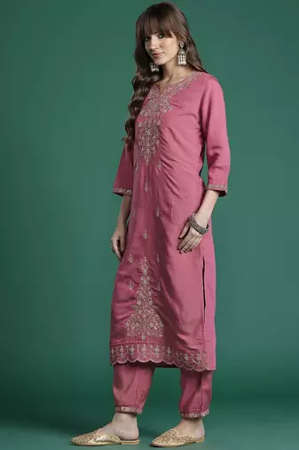 Ethnic Motifs Embroidered Gotta Patti Kurta with Trousers & Dupatta