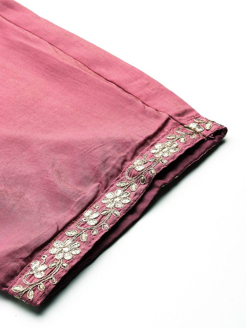 Ethnic Motifs Embroidered Gotta Patti Kurta with Trousers & Dupatta