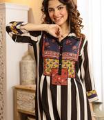 Women Printed Regular Thread Work Kurta with Trousers
