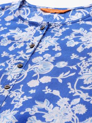 Floral Printed Pure Cotton Kurta with Trousers & Dupatta 2