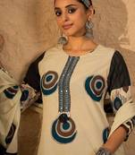 Women Abstract Printed Cotton Kurta with Trousers & Dupatta