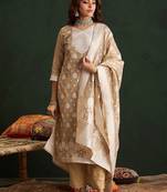 Ethnic Motifs Woven Design Straight Kurta With Trousers & Dupatta