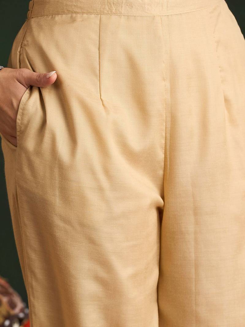 Ethnic Motifs Woven Design Straight Kurta With Trousers & Dupatta