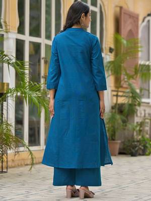 Animal Embroidered Regular Thread Work Pure Cotton Kurta With Palazzos 5