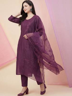 Women Ethnic Motifs Embroidered Regular Sequinned Kurta with Trousers & With Dupatta 1