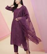 Women Ethnic Motifs Embroidered Regular Sequinned Kurta with Trousers & With Dupatta