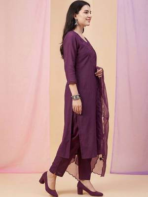 Women Ethnic Motifs Embroidered Regular Sequinned Kurta with Trousers & With Dupatta 3