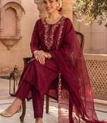 Women Ethnic Motifs Embroidered Regular Thread Work Kurta with Trousers & With Dupatta