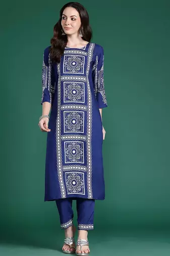 Floral Printed Regular Kurta with Trousers