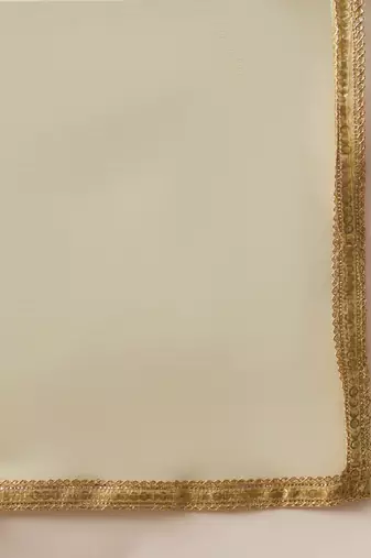 Floral Embroidered Chanderi Silk Straight Kurta With Trousers & Dupatta