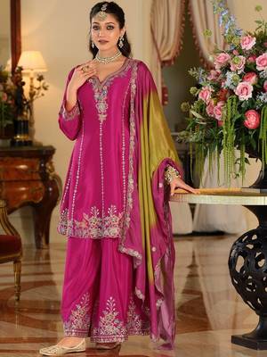 Women Ethnic Motifs Embroidered Regular Thread Work Kurta with Sharara & With Dupatta 2