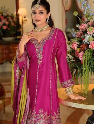 Women Ethnic Motifs Embroidered Regular Thread Work Kurta with Sharara & With Dupatta 3