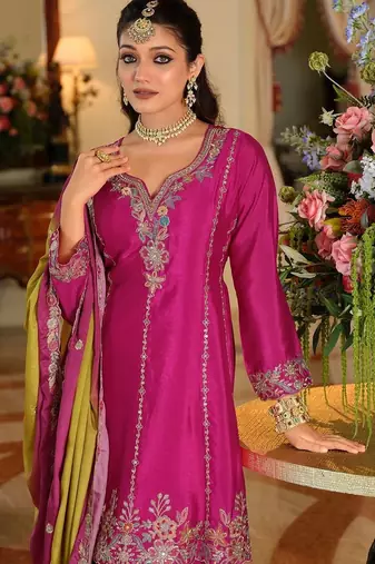 Women Ethnic Motifs Embroidered Regular Thread Work Kurta with Sharara & With Dupatta