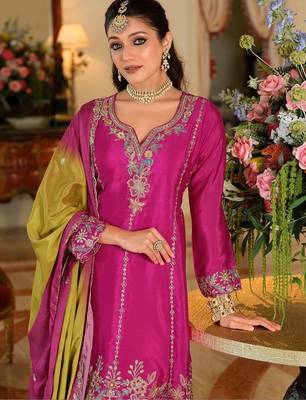 Women Ethnic Motifs Embroidered Regular Thread Work Kurta with Sharara & With Dupatta 5