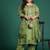 Plus Size Green Embroidered Straight Kurta Trousers With Dupatta Set