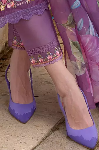 Floral Embroidered A-Line Kurta With Trousers & Dupatta