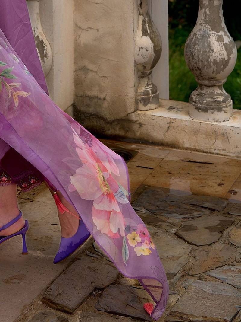 Floral Embroidered A-Line Kurta With Trousers & Dupatta