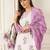 Floral Printed V-Neck Thread Work Pure Cotton Kurta With Trousers & Dupatta