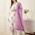 Floral Printed V-Neck Thread Work Pure Cotton Kurta With Trousers & Dupatta