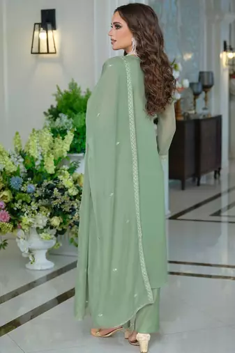 Adults-Women Woven Design Embroidered Kurta with Trousers & Dupatta