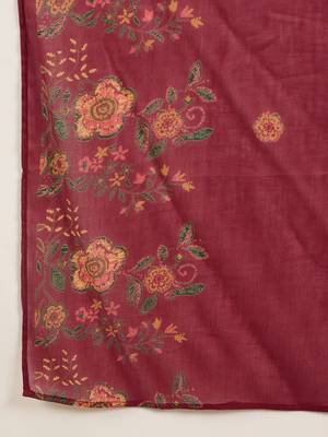 Women Floral Printed Beads and Stones Pure Cotton Kurta with Trousers & Dupatta 4